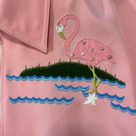 Vintage flamingo bubble gum pink bomber jacket - Picture 2 of 6